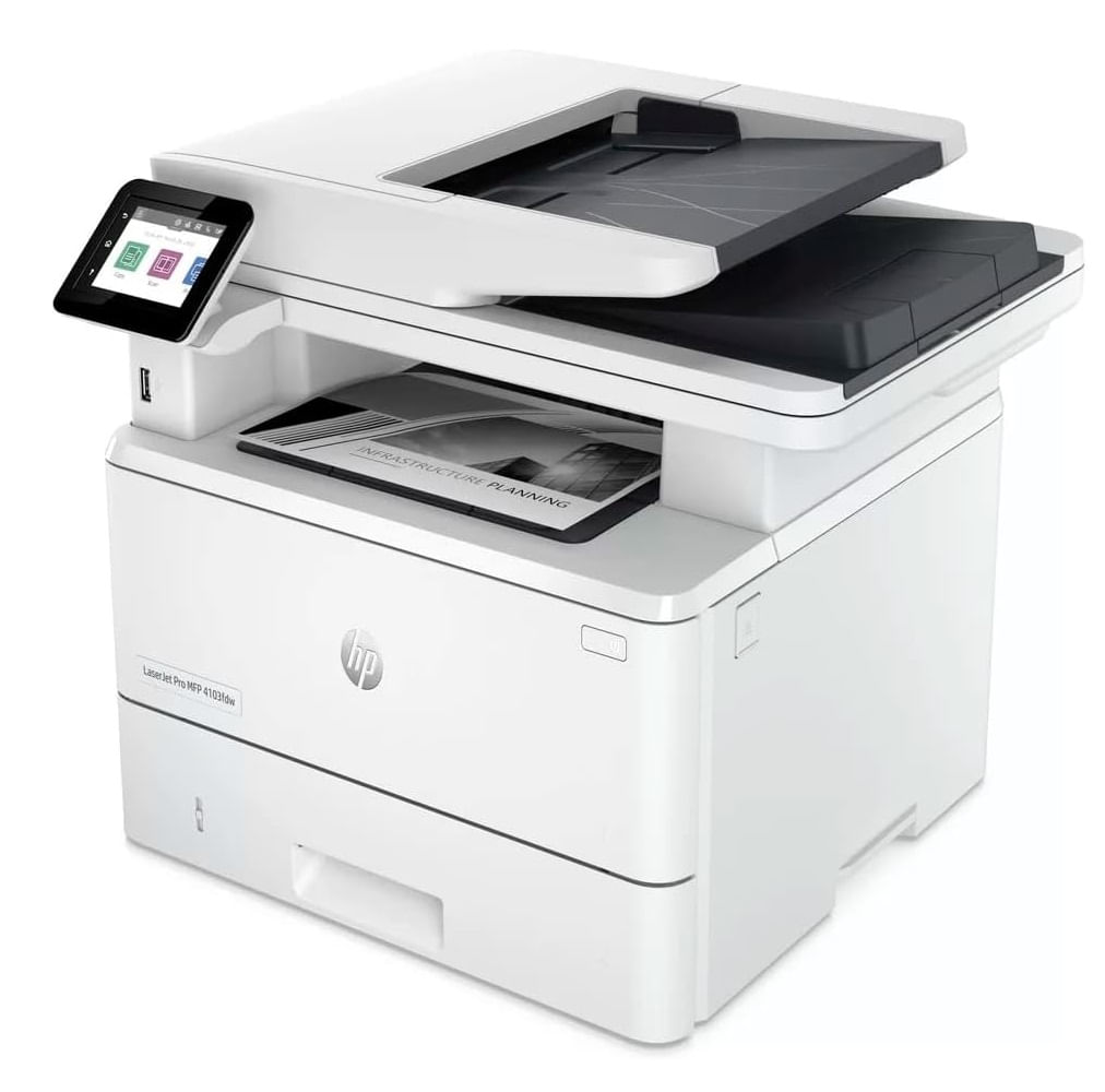 Imagen 2 del producto Impresora multifuncional láser HP LaserJet Pro MFP 4103fdw, inalámbrica, Wi-Fi, blanco y negro, usa cartuchos de tóner, negro