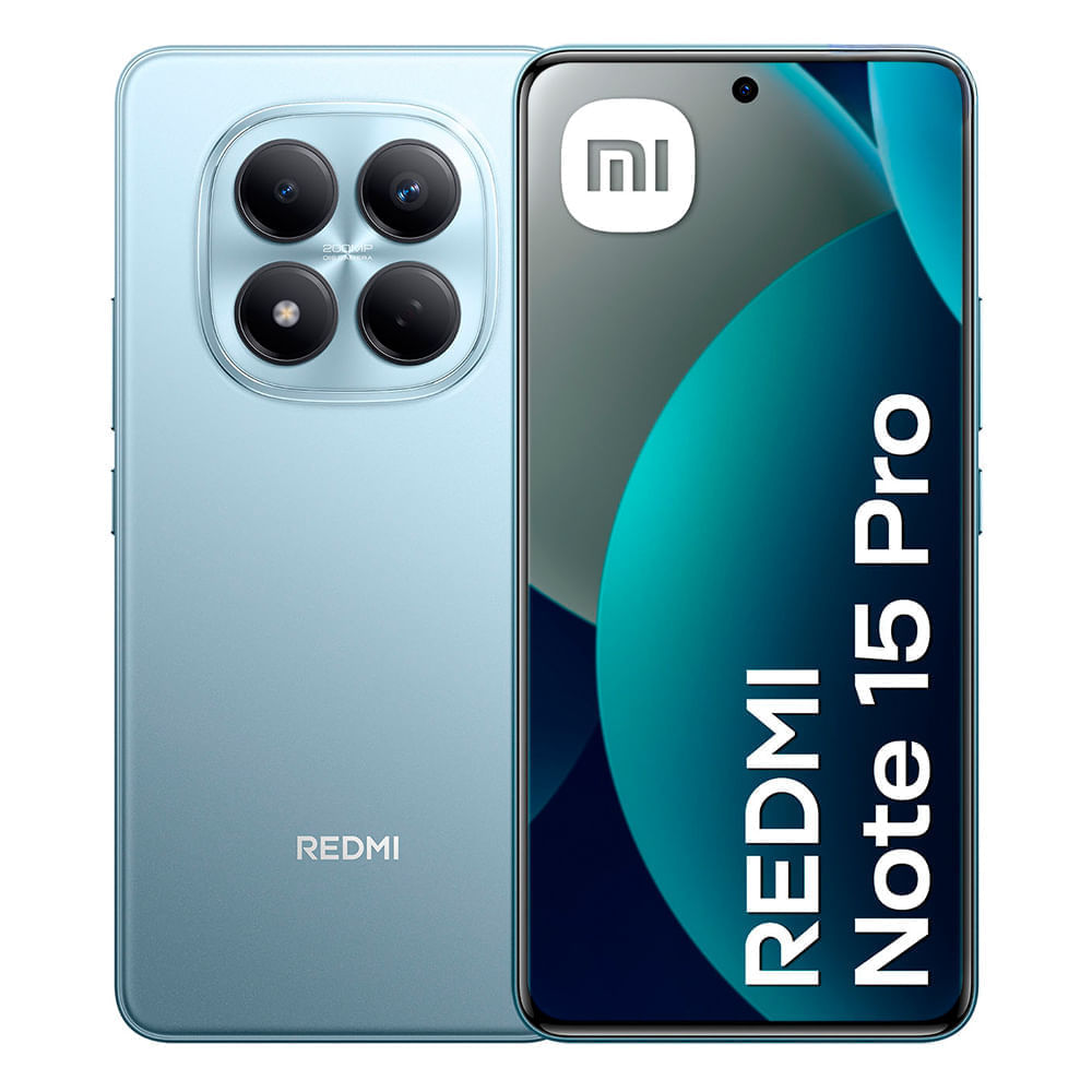 Celular Xiaomi Redmi Note 15 Pro 4G 256GB, 8GB RAM, cámara principal 200MP + 8MP, frontal 32MP, 6.7", azul glaciar