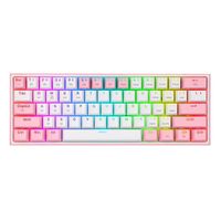 Teclado gamer inalámbrico Redragon Fizz Pro, bluetooth, mecánico, idioma español, blanco y rosado