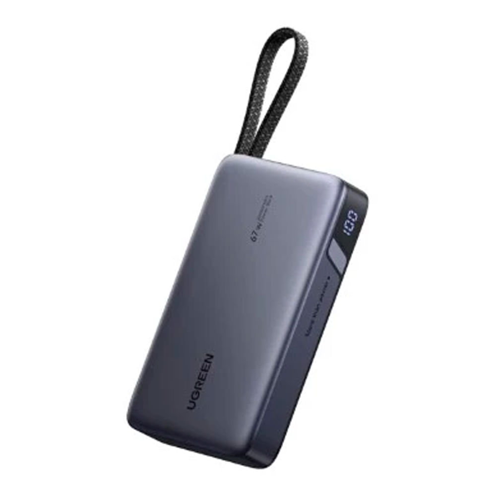 Batería externa Ugreen 55996B, 20000 mAh, 67W, 3 puertos carga rápida, negro