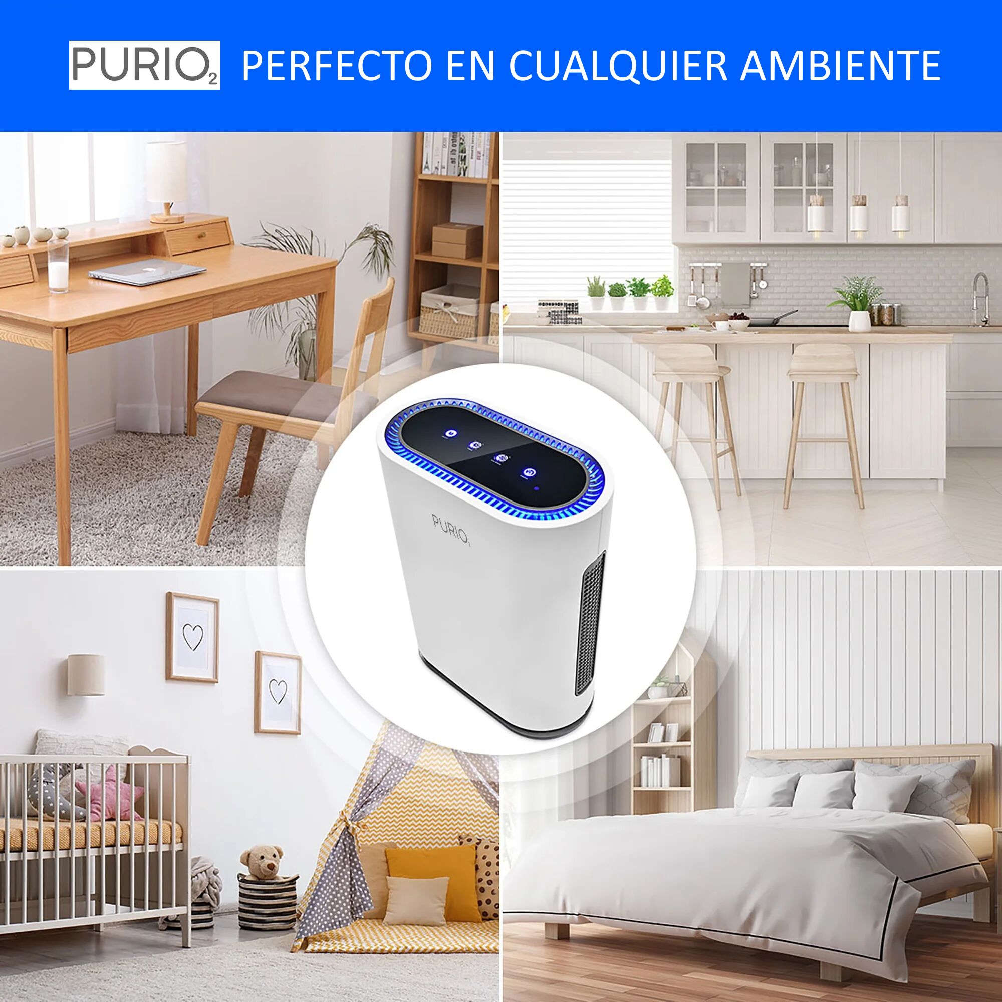 Imagen 2 del producto Purificador de aire hepa Purio Ultra hasta 50m2 con filtro carbón activo, luz UV, control remoto, blanco