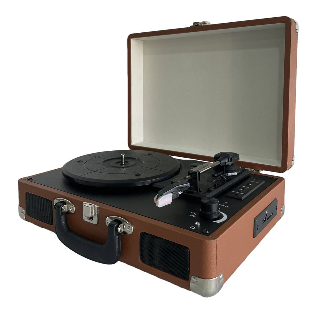 Imagen 2 del producto Tornamesa bluetooth Richards XR-636BP, puerto USB/SD/RadioFM, acabado elegante en cuero, marrón