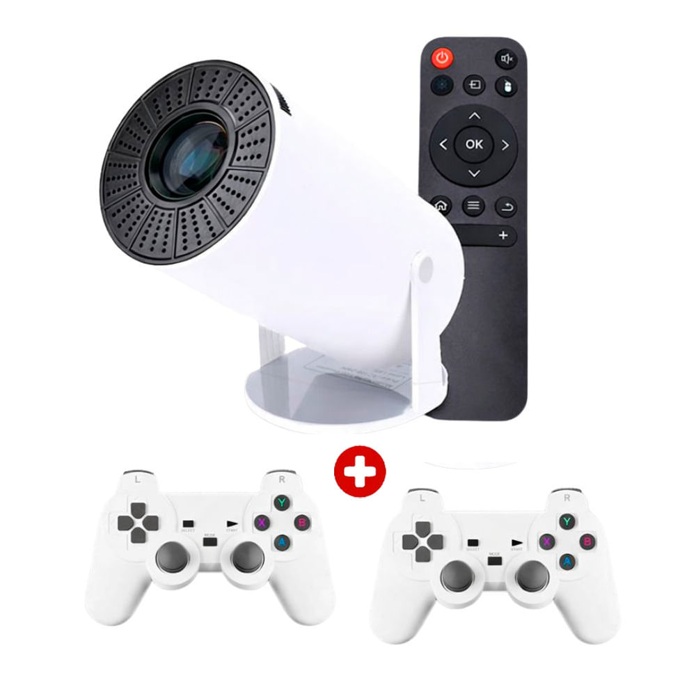 Proyector portátil F300 Max Pro, HD, 20000 juegos + mandos inalámbricos