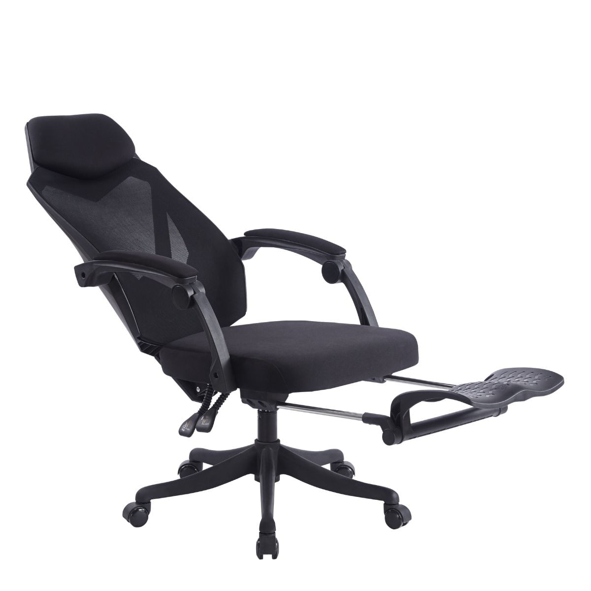 Imagen 2 del producto Silla gamer ergonómica Astra, respaldo de malla, reclinable 135°, reposapiés integrado, negro