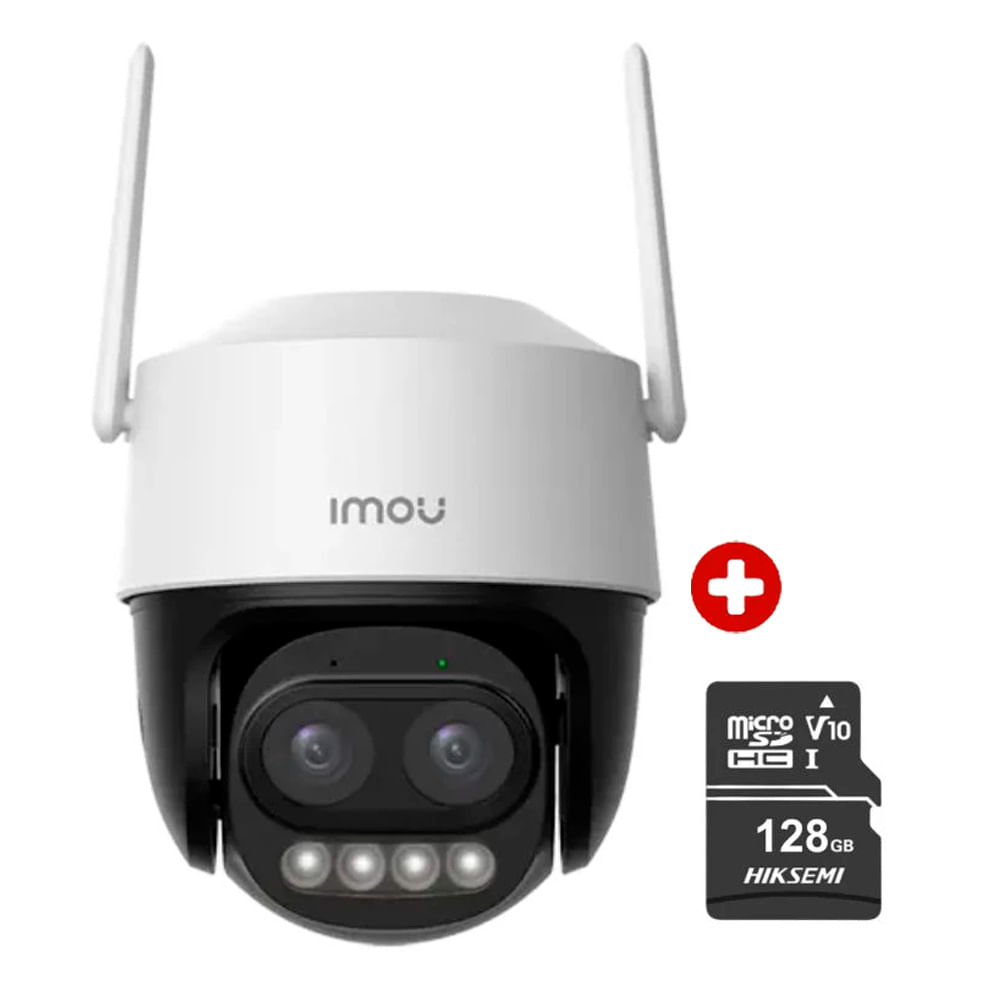 Cámara seguridad Imou Cruiser Z, 5MP, 3K, Wi-Fi, exterior, doble lente, blanco + Micro SD 128GB