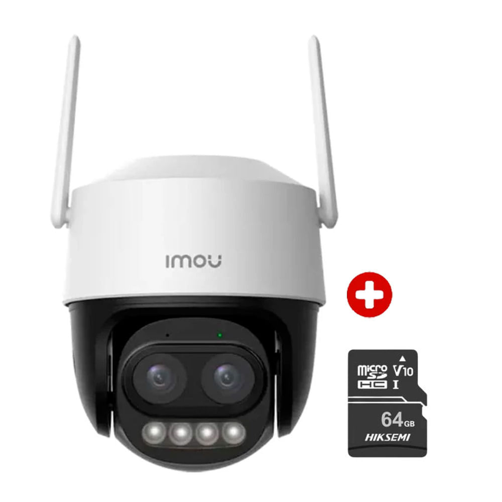 Cámara seguridad Wi-Fi Imou Cruiser Z, 5MP, 3K, doble lente, exterior, blanco + Micro SD 64GB