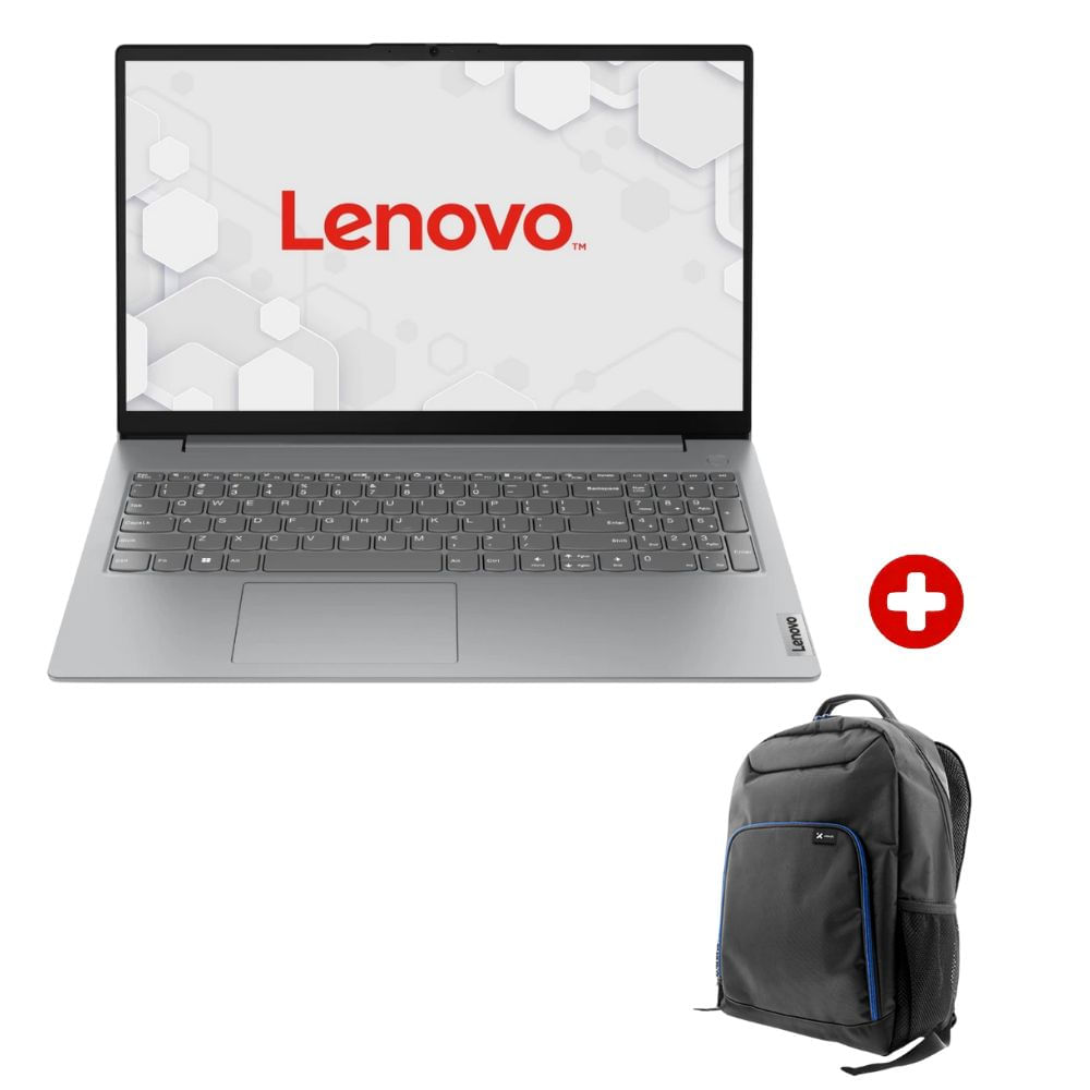 Combo: Laptop Lenovo V15 G4 AMN, 15.6", Ryzen 3 7320U, 256GB SSD, 8GB RAM, FreeDOS - sin sistema operativo, gris + mochila Xtech