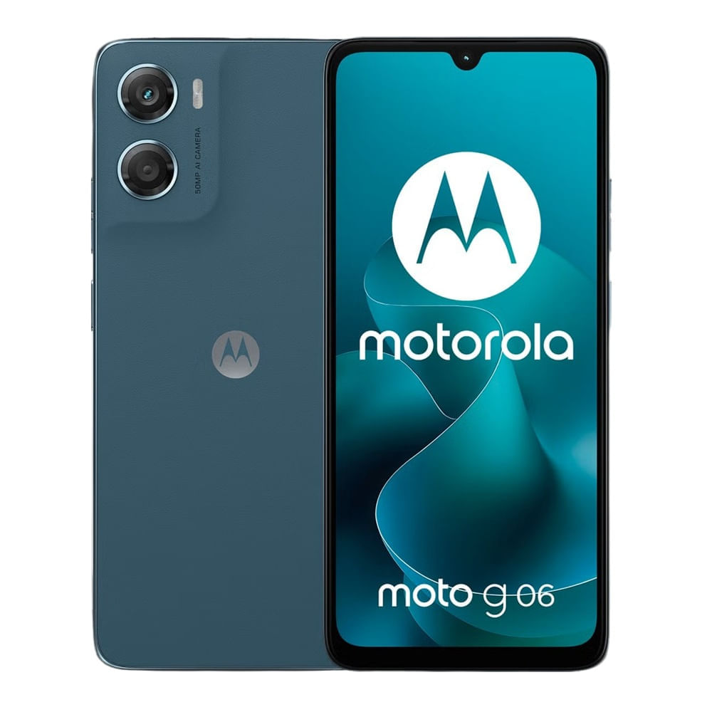 Celular Motorola G06 4G 128GB, 4GB RAM, cámara trasera 50MP y frontal 8MP, 6.88", azul