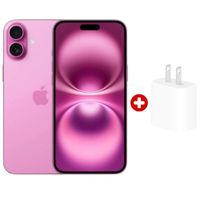 iPhone 16 5G 128GB, 8GB RAM, cámara trasera 48MP y frontal 12MP,  6.1"", pink + cargador 20W