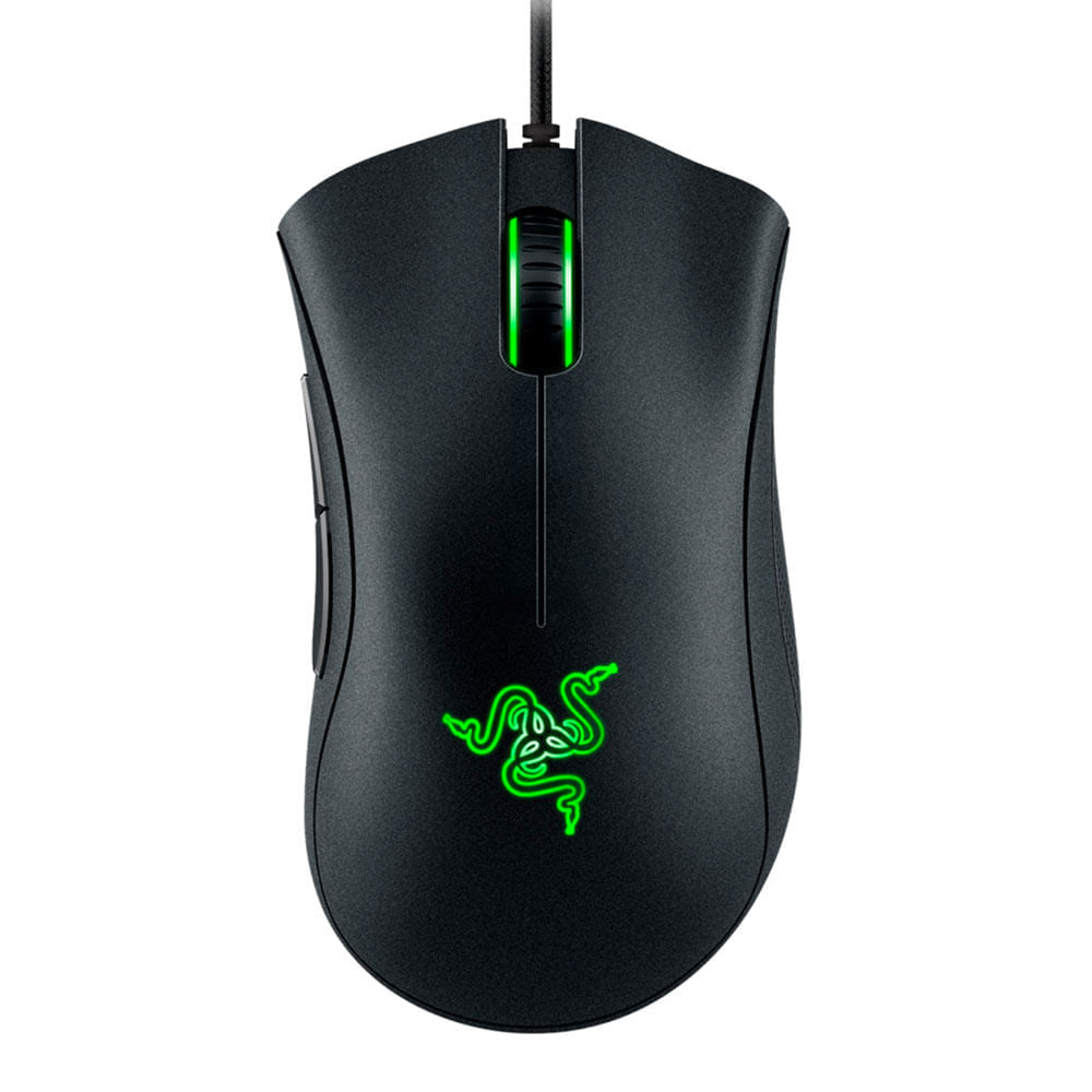 Mouse gamer alámbrico Razer Deathadder Essential conexión USB, 6400 dpi, 5 botones, luz verde, negro