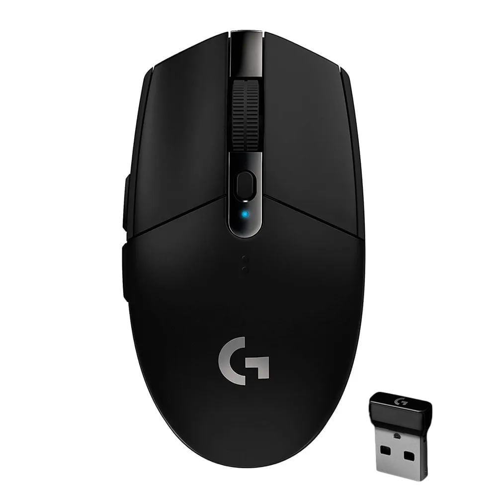 Mouse gamer Logitech G305 Lightspeed Wireless, receptor USB, 12000 dpi, 6 botones, usa pila, negro