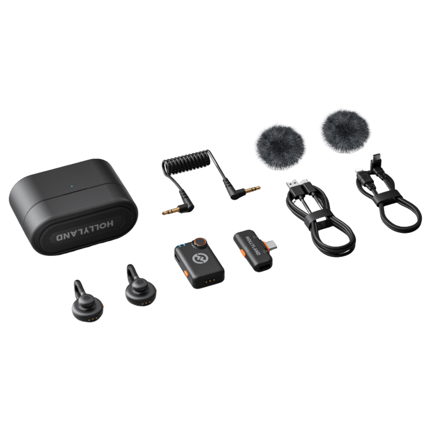 Imagen 2 del producto Micrófono inalámbrico Hollyland Lark M2S, doble transmisor, cancelación de ruido, 300m alcance, 9h autonomía, USB-C, negro