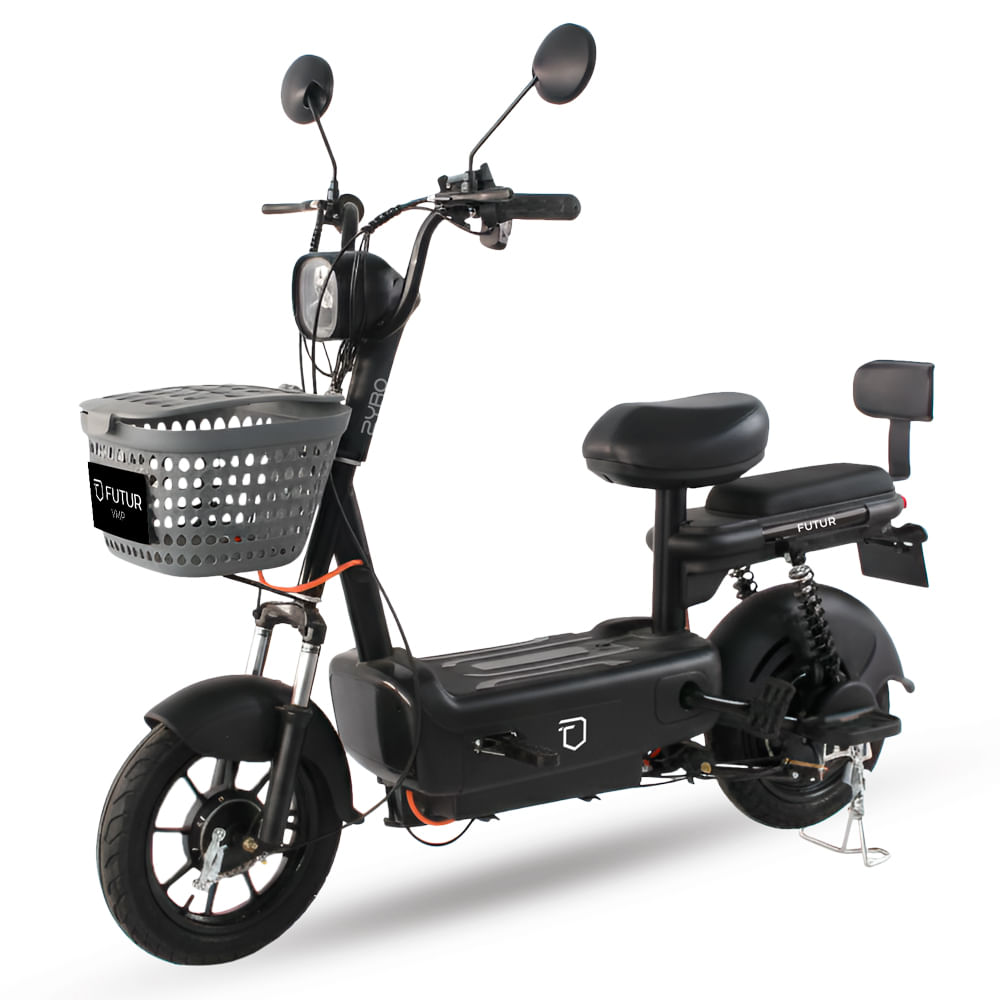 Bicimoto eléctrica Futur Zyro 350W, autonomía 35 km, batería grafeno removible, negro mate