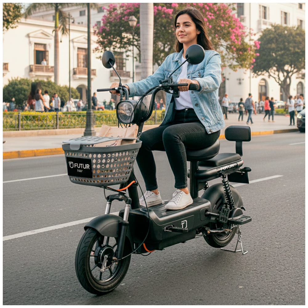 Imagen 2 del producto Bicimoto eléctrica Futur Zyro 350W, autonomía 35 km, batería grafeno removible, negro mate