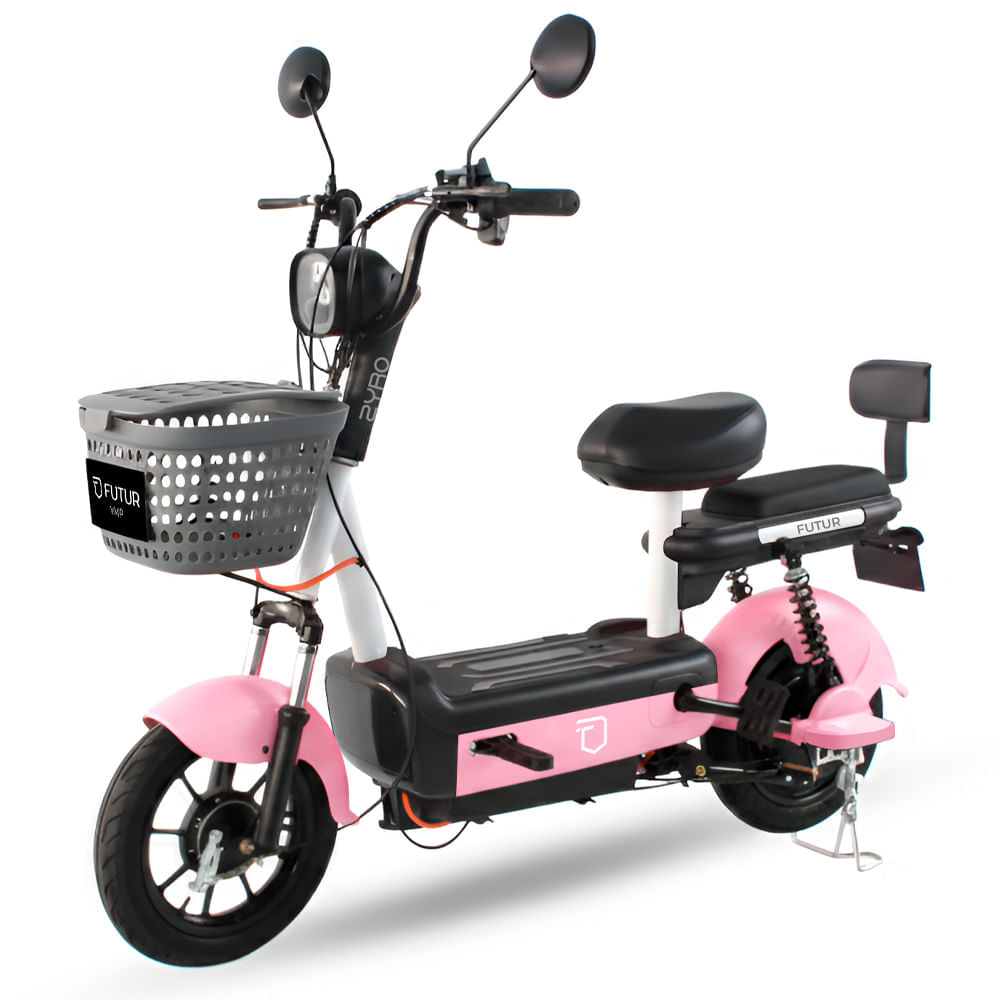 Bicimoto eléctrica Futur Zyro 350W, autonomía 35 km, batería grafeno removible, rosado mate