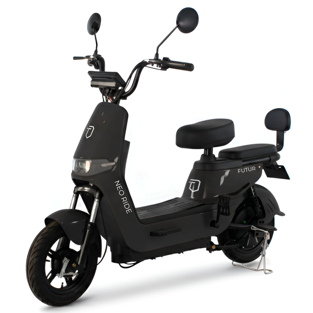 Bicimoto eléctrica Futur Neo Ride 350W, autonomía 35 km, batería grafeno, diseño urbano, negro