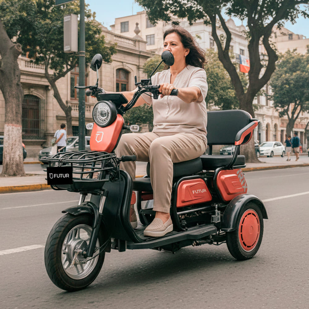 Imagen 2 del producto Trimoto eléctrica Futur Irix 600W, batería grafeno, autonomía hasta 40km, rosado golden