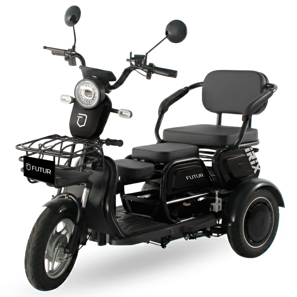 Trimoto eléctrica Futur IRIX 600W, batería grafeno 60V, autonomía hasta 60 km, negro