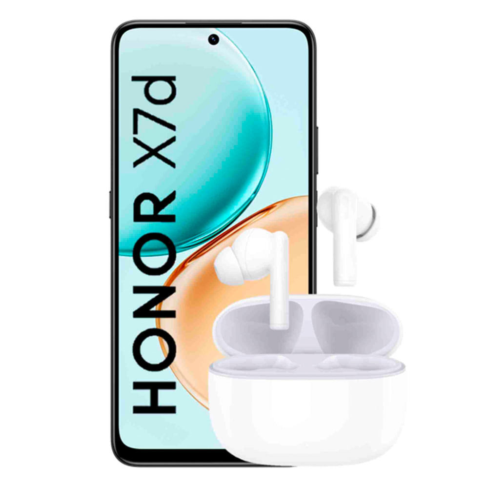 Celular Honor X7D 4G 256GB, 8GB RAM, cámara trasera 108MP y frontal 8MP, 6.7", negro velvet + audífonos TWS X7 Lite