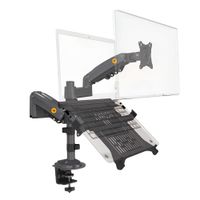 Rack soporte hidráulico para monitor y laptop North Bayou H180+FP, 17"" a 32"", brazo ajustable, negro
