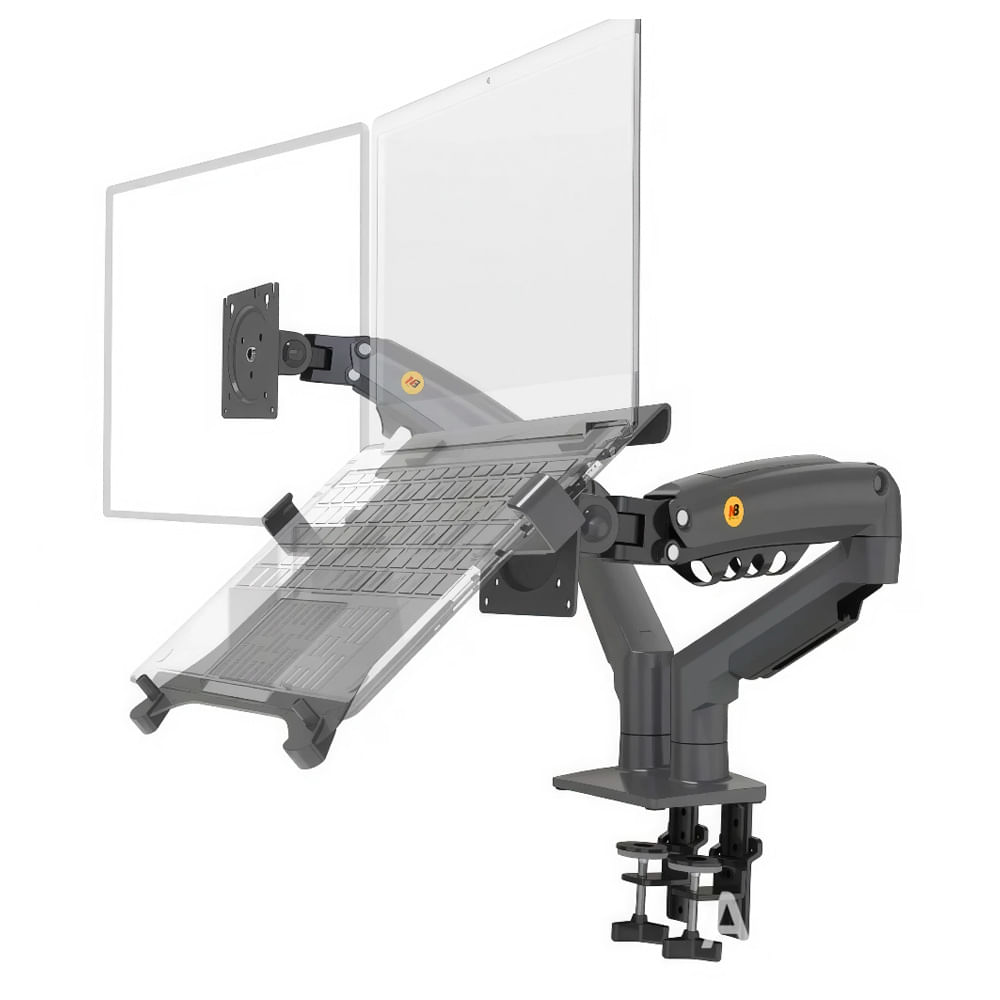 Rack soporte hidráulico  para monitor North Bayou F160-FP, 17" a 27", laptop ajustable, negro