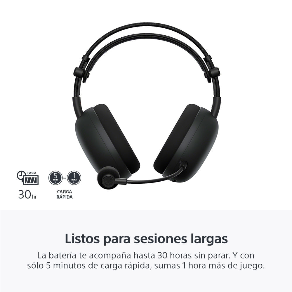 Imagen 2 del producto Audífono gamer Sony Inzone H9 II, cancelación de ruido avanzado, micrófono desmontable, 30 h batería, dual wireless, negro