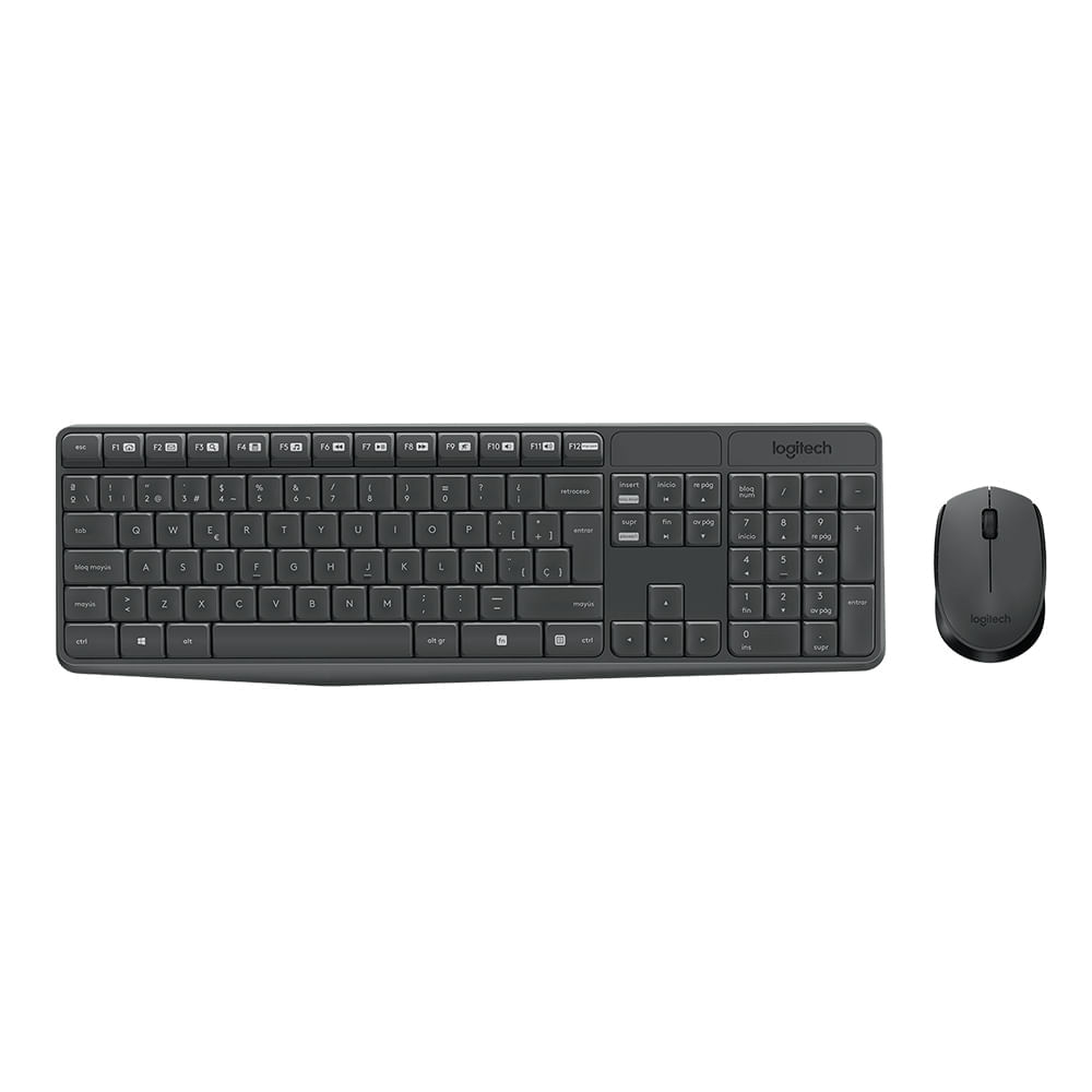 Combo: Teclado y mouse inalámbrico Logitech MK235, membrana, receptor usb, usa pilas, negro