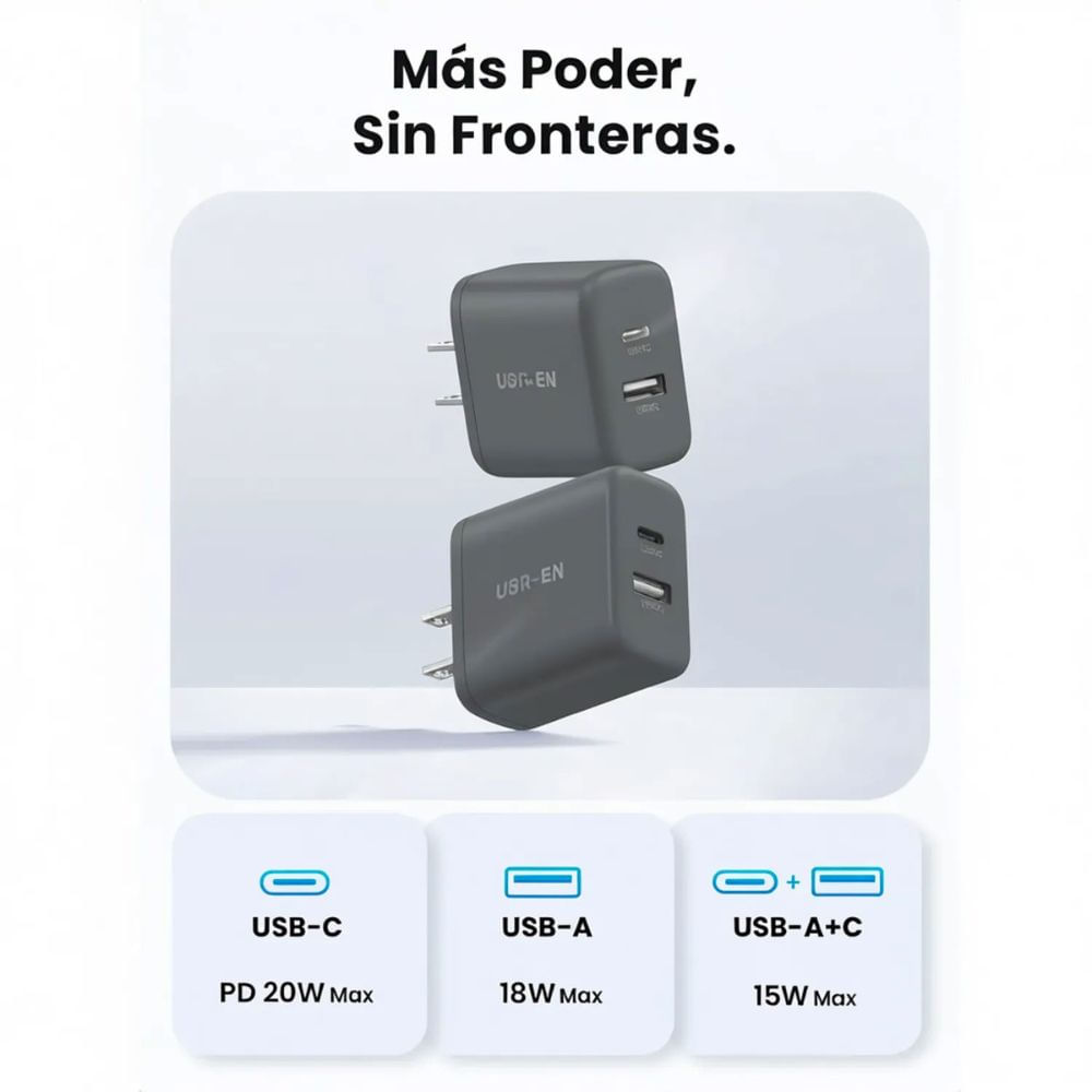 Imagen 2 del producto Cargador rápido 20W, con tecnología GaN, carga ultrarrápida y segura