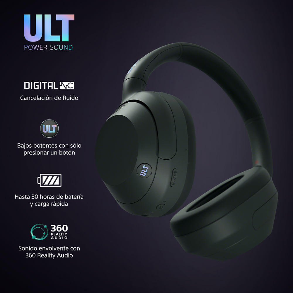 Imagen 2 del producto Audífonos con cancelación de ruido Sony WH-ULT900N, máx. 30 horas, graves potentes, verde