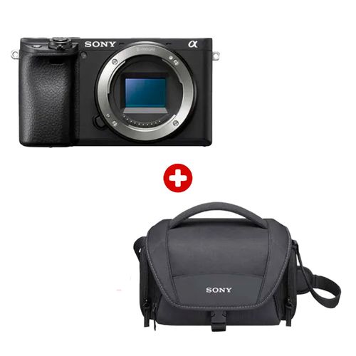 Cámara semi profesional mirrorless Sony Alpha a6400, APS-C 4K ISO 102400 + maletín de transporte LCS-U21, negro