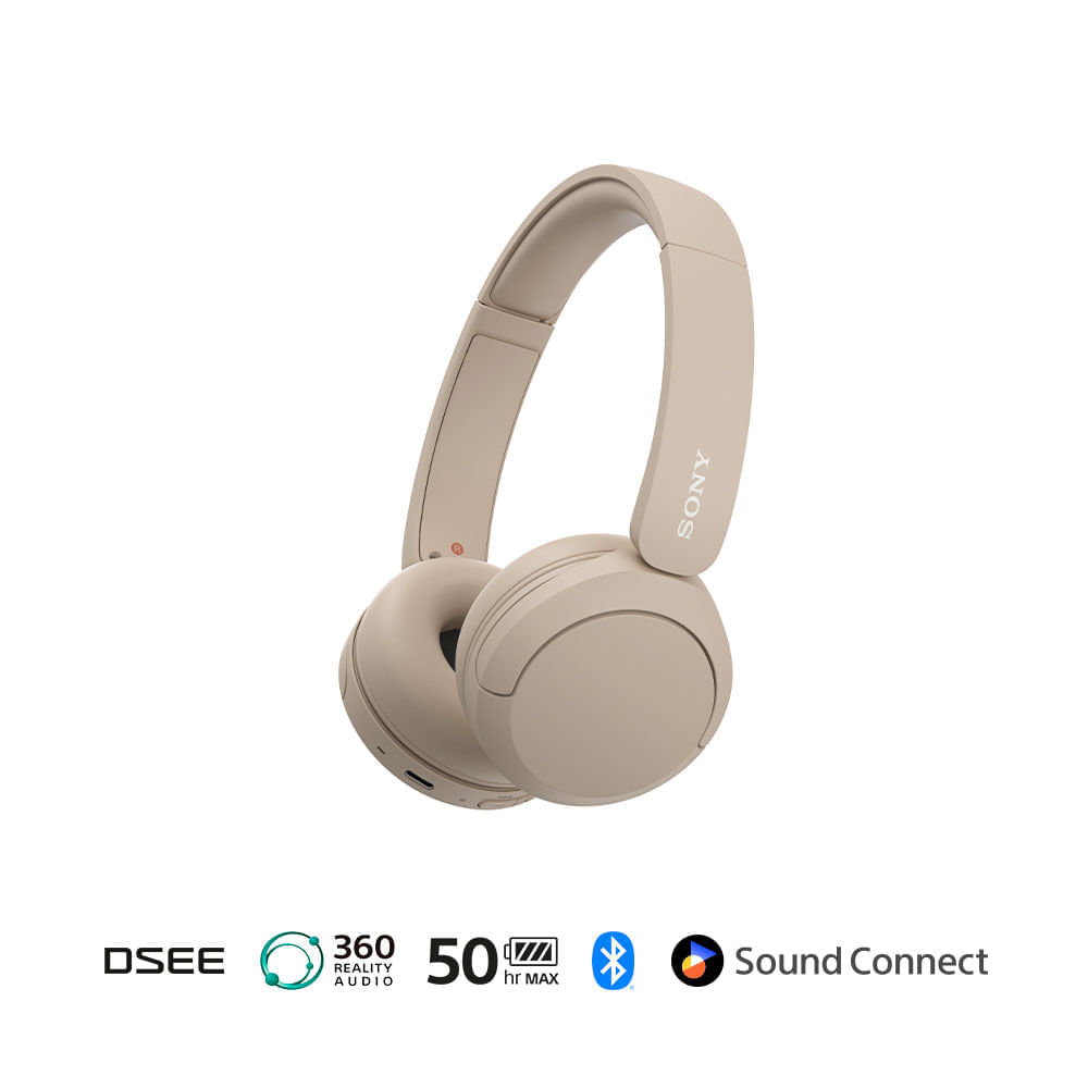 Imagen 2 del producto Audífonos Bluetooth on ear Sony WH-CH520 con almohadillas acolchadas, máx. 50 horas, control de música y llamadas, beige