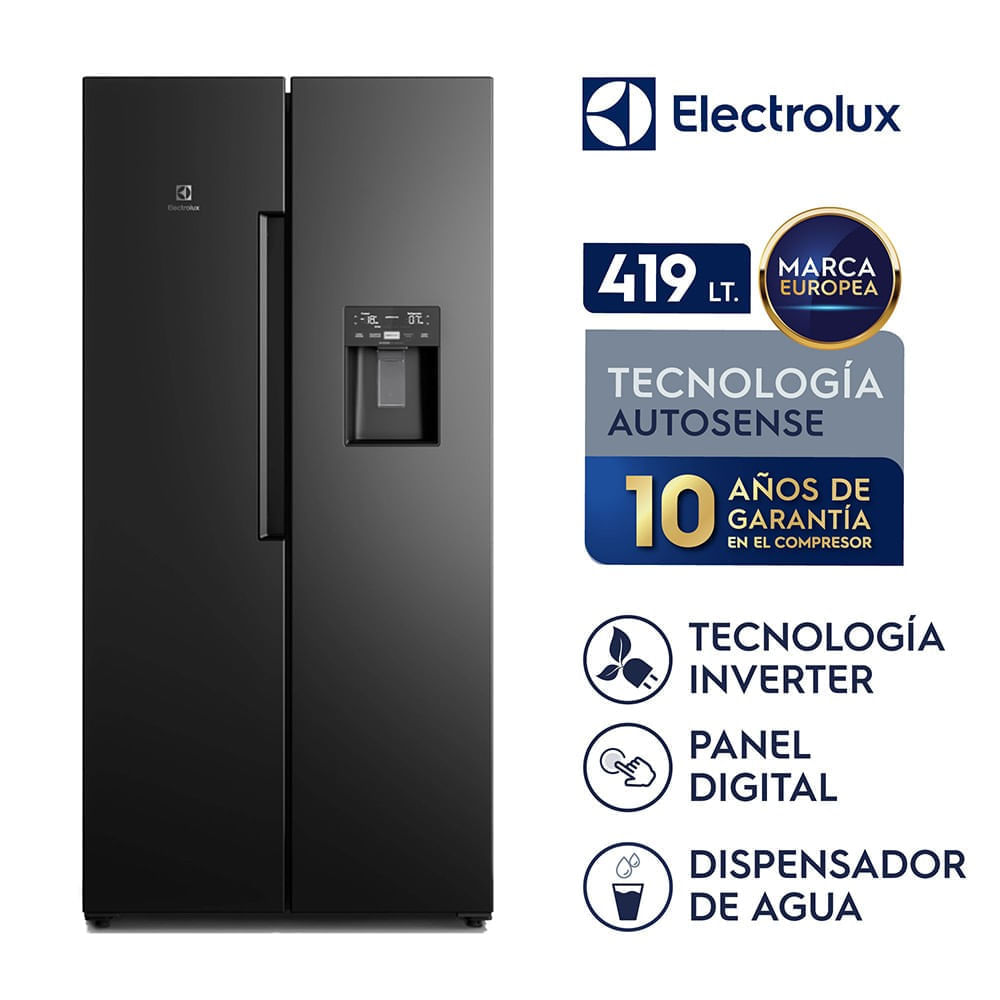 Imagen 2 del producto Refrigeradora Electrolux Frost Free Inverter, 419  litros con AutoSense, dispensador de agua y panel digital, negro
