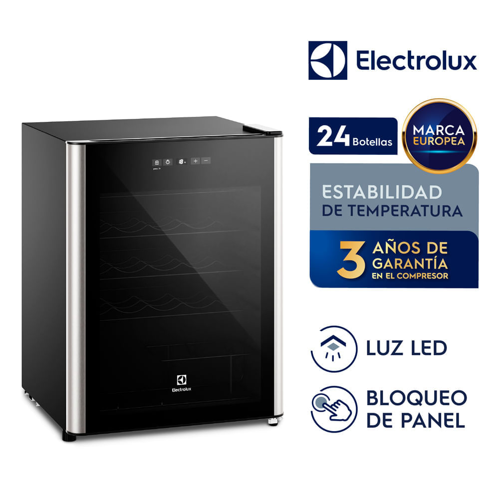 Imagen 2 del producto Cava de vino Electrolux, 24 botellas, control digital, luz LED, temperatura regulable de 5 °C a 18 °C