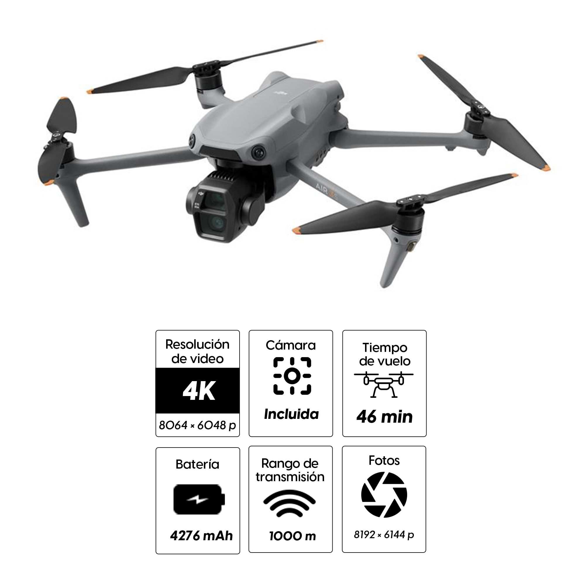 Imagen 2 del producto Drone Dji Air 3S Fly More Combo incluye control remoto DJI RC 2, grabación en 4K, vuelo hasta 45 minutos, distancia máx. de vuelo 20Km