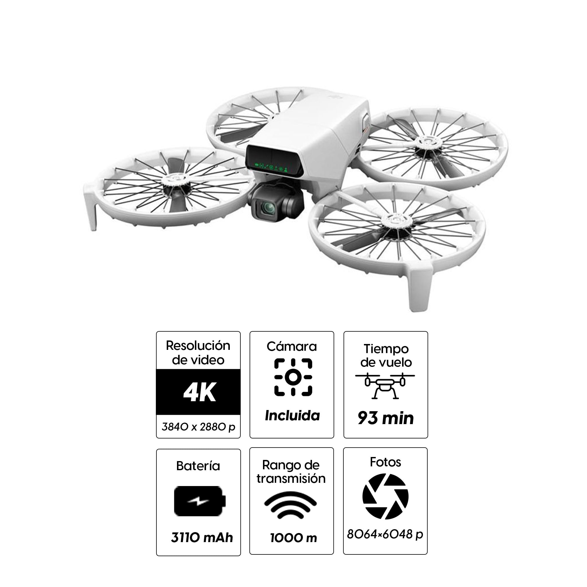 Imagen 2 del producto Drone DJI Flip Fly More Combo (GL) (DJI RC 2) con control remoto de pantalla, grabación en 4K UHD, fotos de 48MP, 3 baterías tiempo de vuelo 93 min