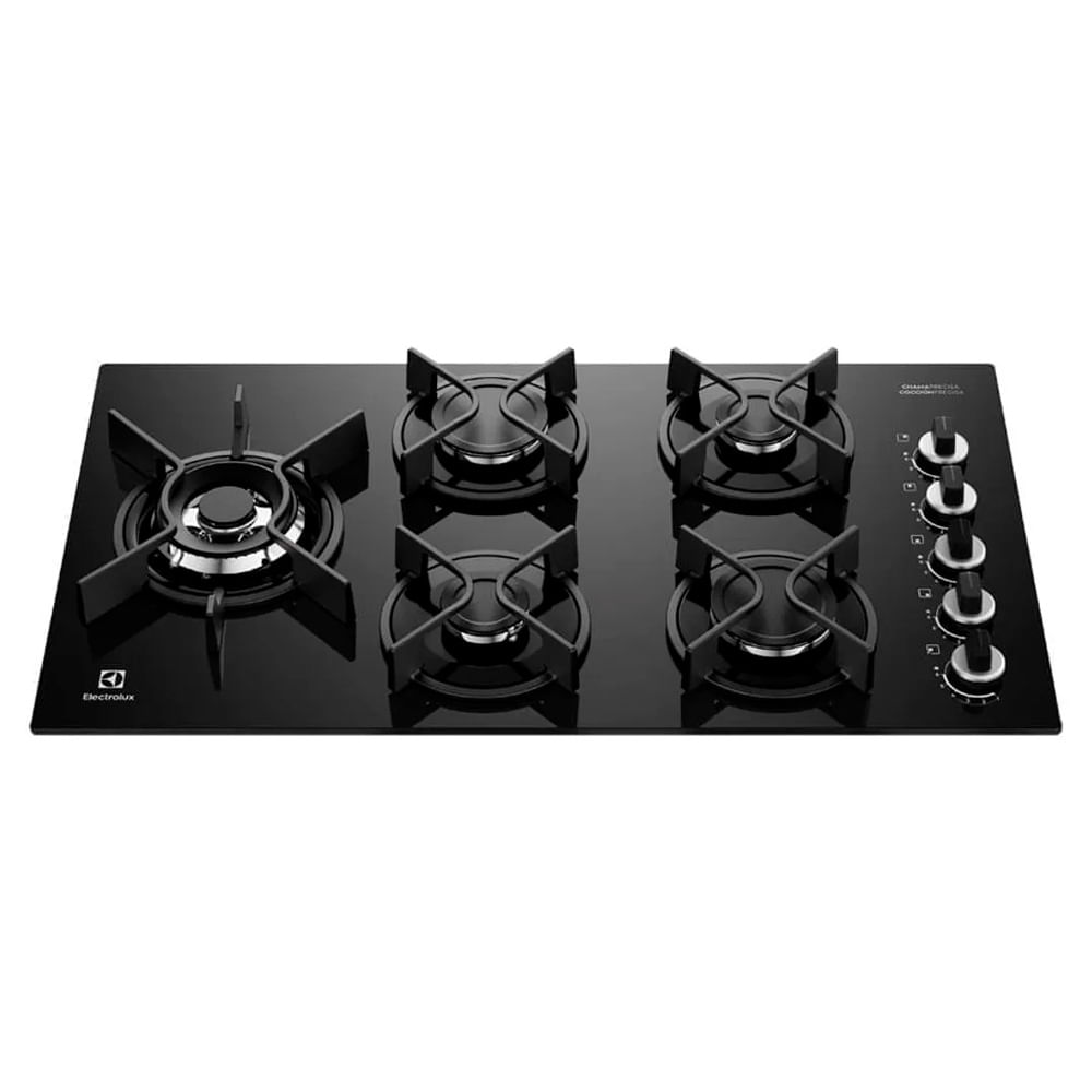 Cocina empotrable a gas Electrolux Expert KE5GW, 5 hornillas, multi llama, parrillas de hierro fundido