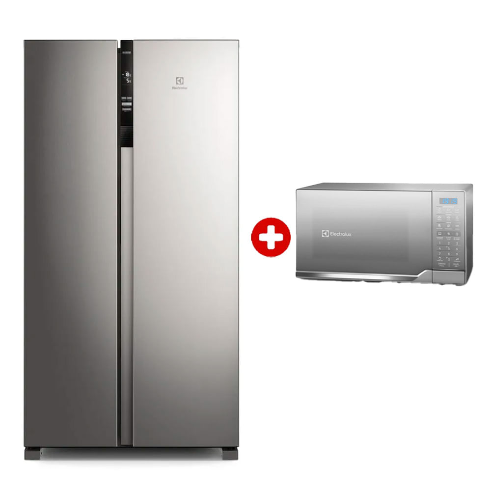 Combo: Refrigeradora Electrolux Side by Side, 517 litros, AutoSense ERSA53V2HVG + microondas Electrolux, 25 litros, EMDO25S2GSRUG