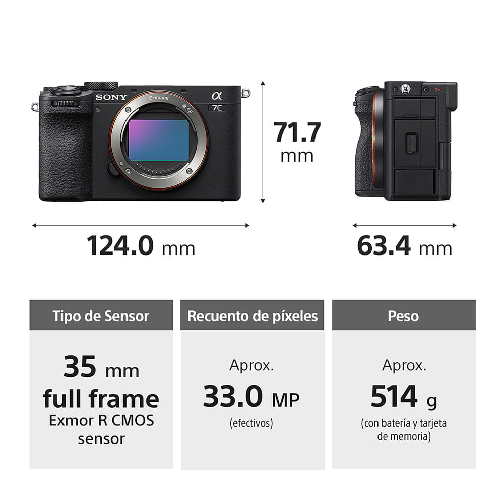 Imagen 2 del producto Cámara mirrorless compacta Sony Alpha a7C II 33MP, sensor Full Frame, video 4K 60p/50p, Wi-Fi, Bluetooth, negro