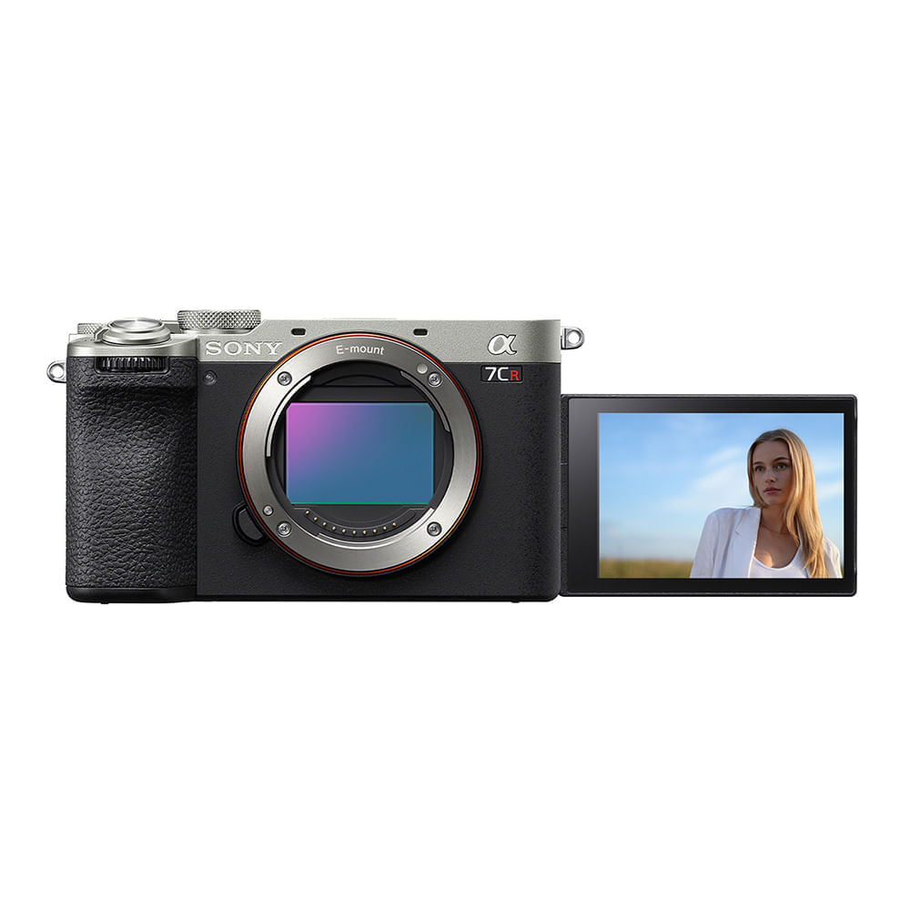 Cámara mirroless Sony Alpha a7CR 61MP sin lente incluida, video 4K 60p/50p, enfoque automático avanzado con IA, pantalla táctil, plata