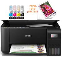Impresora multifuncional Epson L3250, inyección de tinta, inalámbrica, Wi-Fi, con tanques recargables + 4 botellas