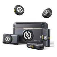 Micrófono inalámbrico Hollyland Lark M2 Combo, 48kHz, USB-C, Lightning, 304m alcance, 40h batería, negro