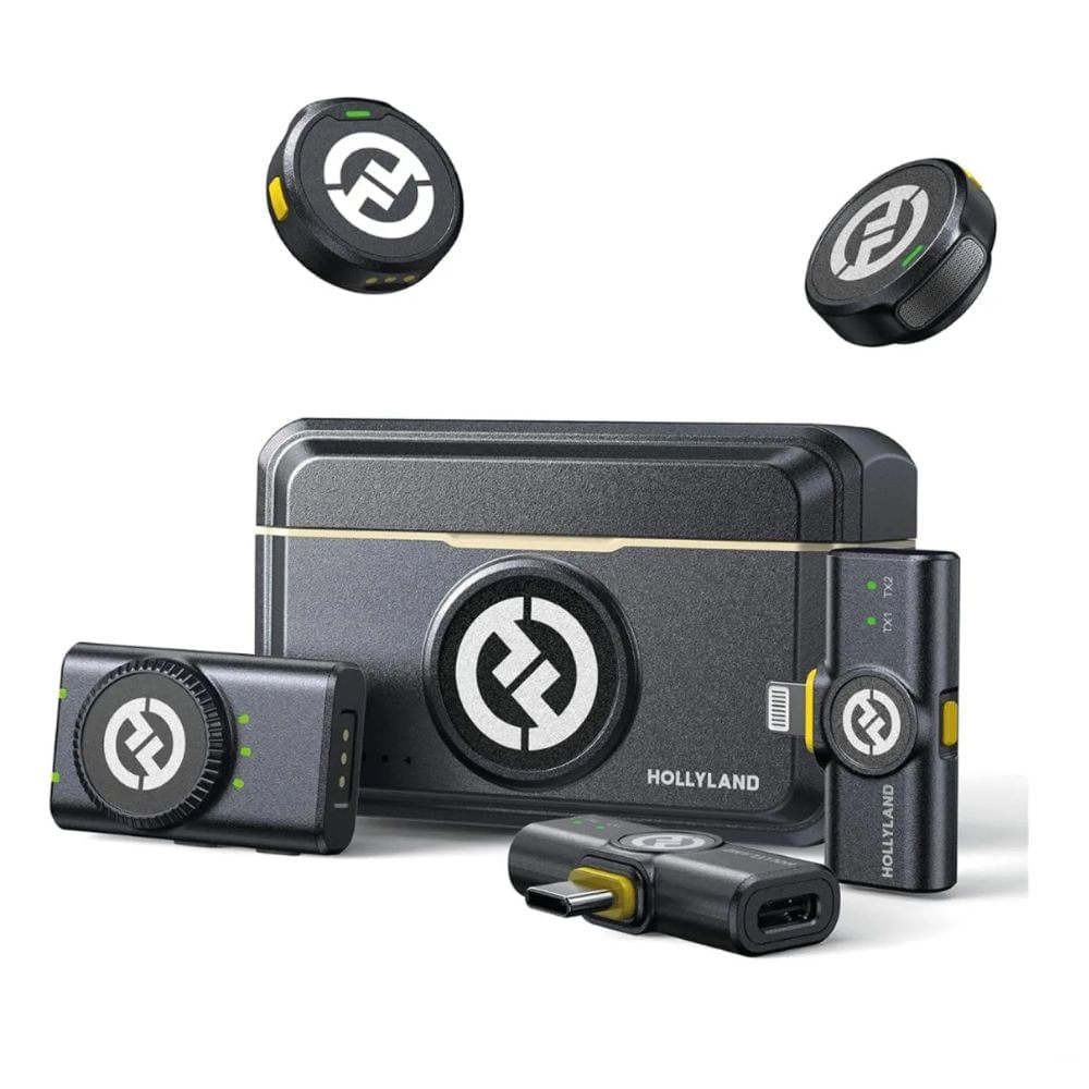 PREVENTA: Micrófono inalámbrico Hollyland Lark M2 Combo, 48kHz, USB-C, Lightning, 304m alcance, 40h batería, negro