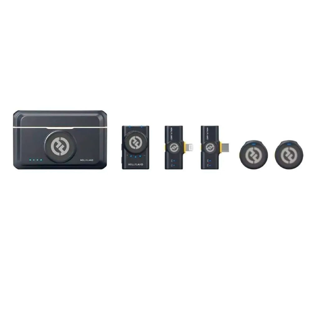 Imagen 2 del producto Micrófono inalámbrico Hollyland Lark M2 Combo, 48kHz, USB-C, Lightning, 304m alcance, 40h batería, negro