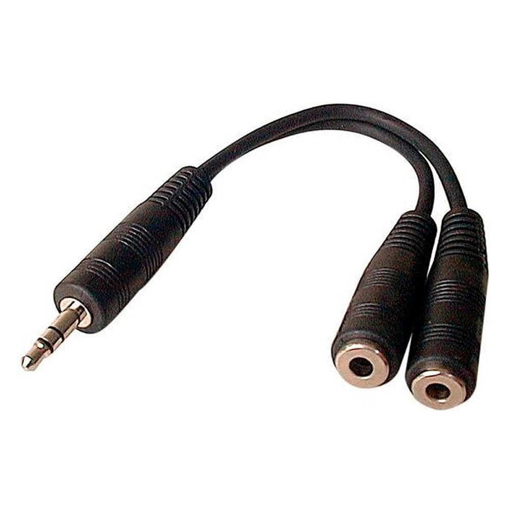 Cable Ottoware 3.5 mm, macho a hembra, largo 15cm, para audífonos y micrófonos, negro