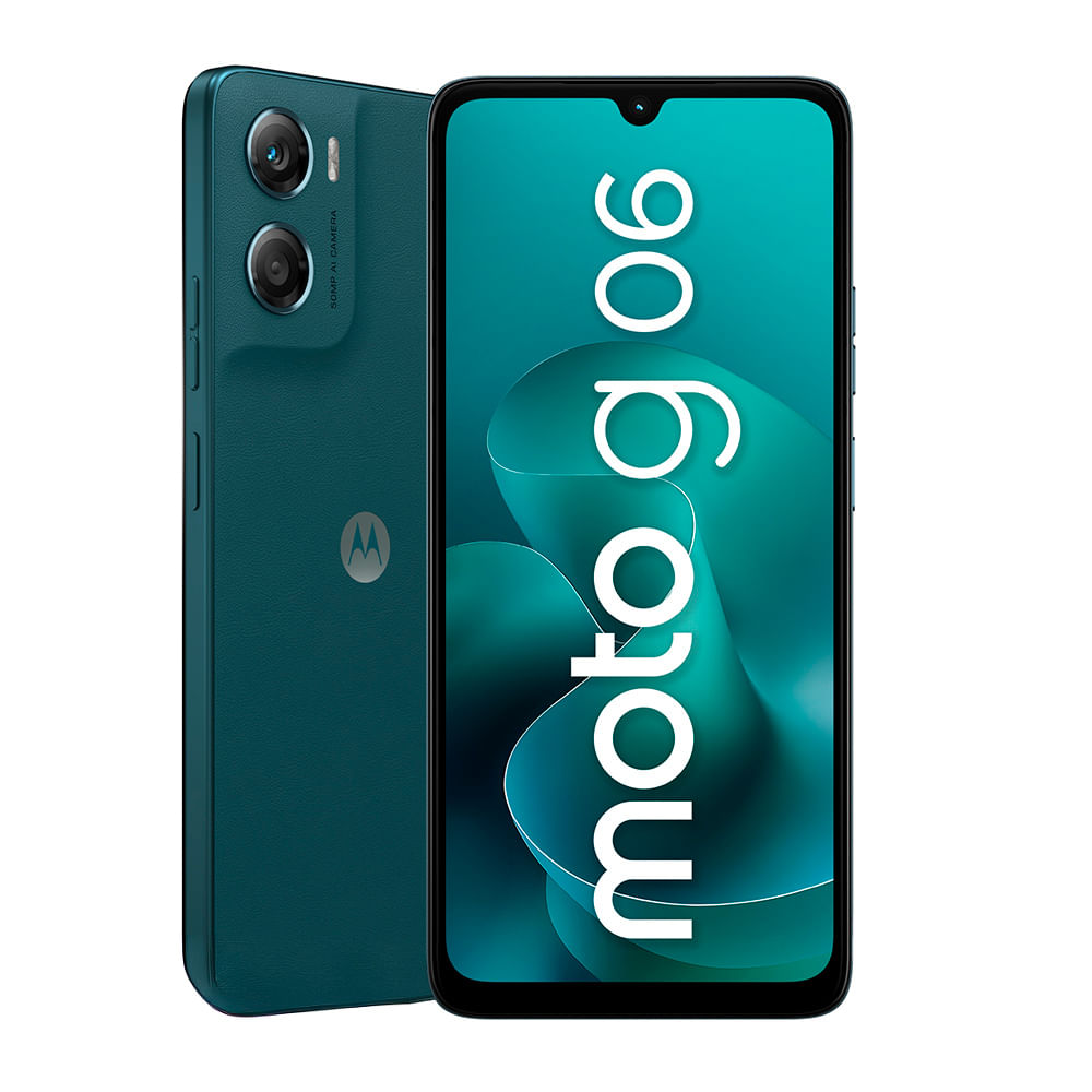 Celular Motorola G06 4G 256GB, 4GB RAM, cámara trasera 50MP y frontal 8MP, 6.8", azul
