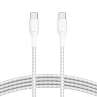 Cable USB Tipo-C a Tipo-C Belkin 2.0, carga rápida, trenzado, 1m, blanco