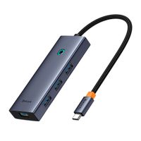Hub Baseus conector USB Tipo C con 5 puertos, 4 x USB 3.0 / 1 x HDMI