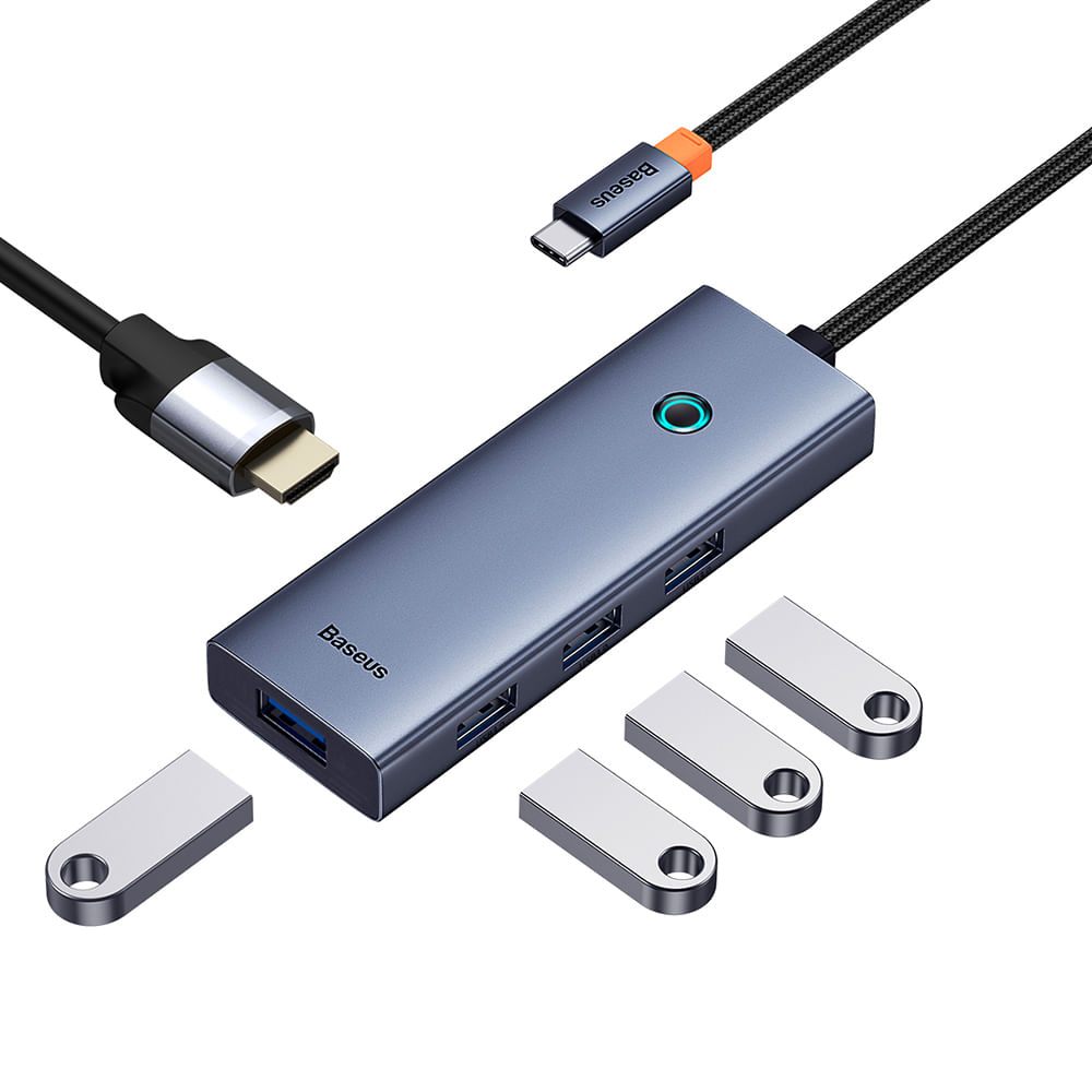 Imagen 2 del producto Hub Baseus conector USB Tipo C con 5 puertos, 4 x USB 3.0 / 1 x HDMI