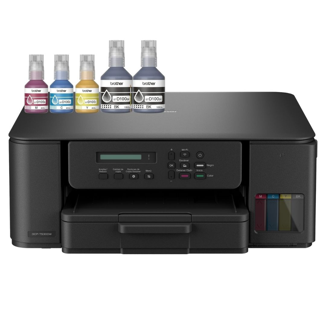 Imagen 1 del producto Impresora multifuncional Brother DCP-T530DW, inyección de tinta, inalámbrica, Wi-Fi, con tanques recargables