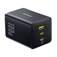 Cargador de pared Baseus tipo USB-C, USB-A, 100W, negro